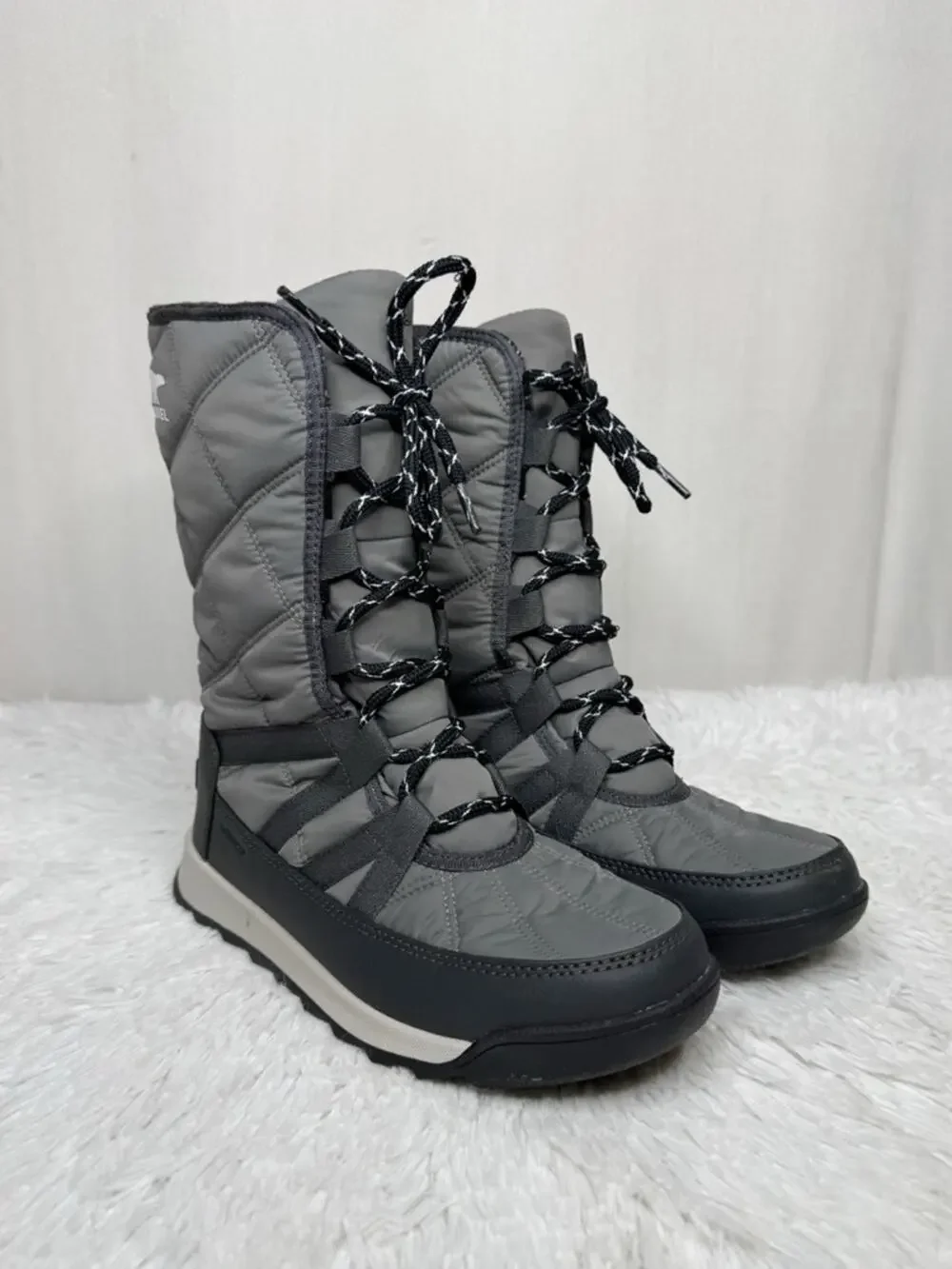 SOREL / quarry gray Whitney II tall lace waterproof snow boots / 7.5